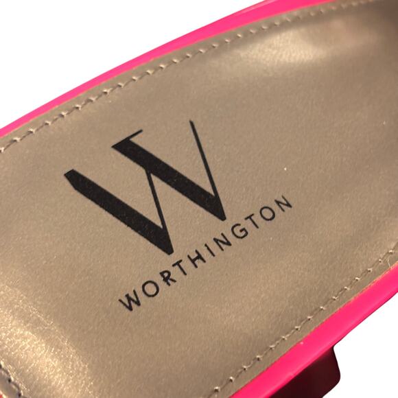 Barbiecore Hot Pink Block Heel Slides Sandals Sz 10 Open Toe Worthington Lapaz - Picture 8 of 10
